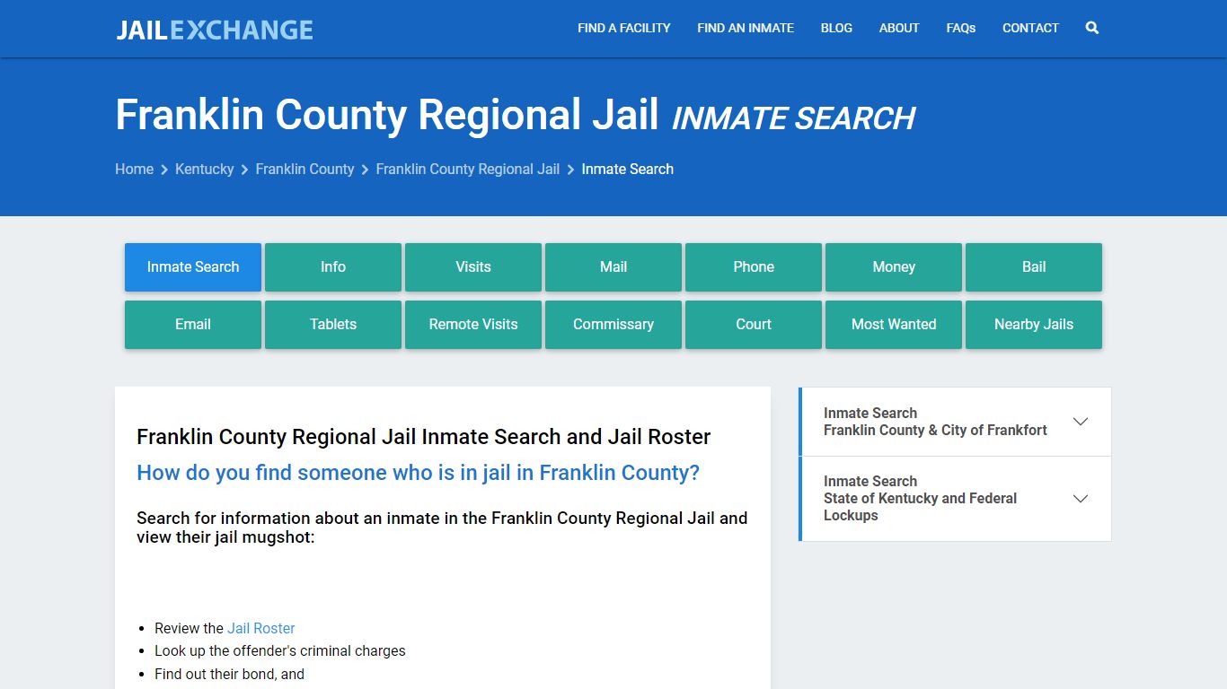 Inmate Search: Roster & Mugshots - Franklin County Regional Jail, KY