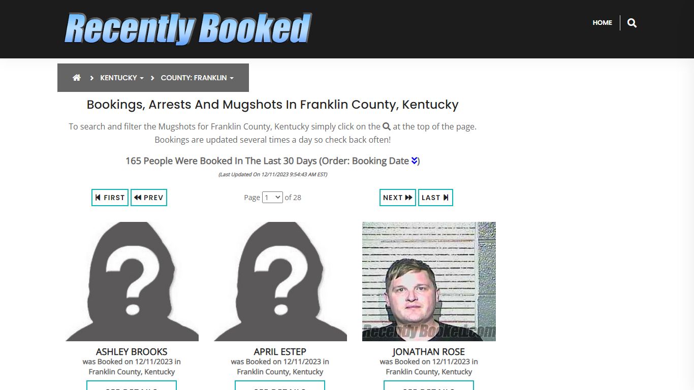 Bookings, Arrests and Mugshots in Franklin County, Kentucky